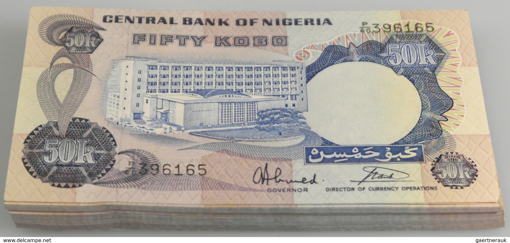 Nigeria: Bundle With 100 Pcs. 50 Kobo ND(1973-78), P.14g In AUNC/UNC Condition. (100 Pcs.) - Nigeria