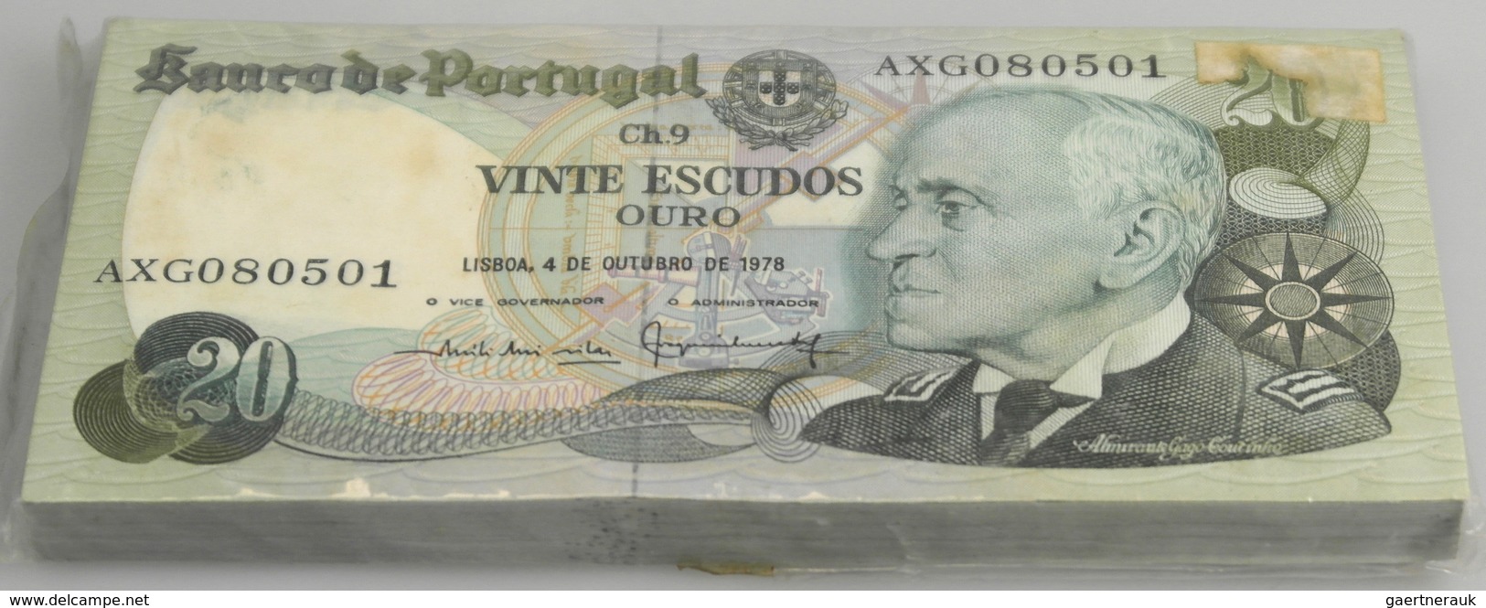 Portugal: Full Bundle Of 100 Pcs 20 Escudos 1978 P. 176b In UNC. (100 Pcs) - Portogallo