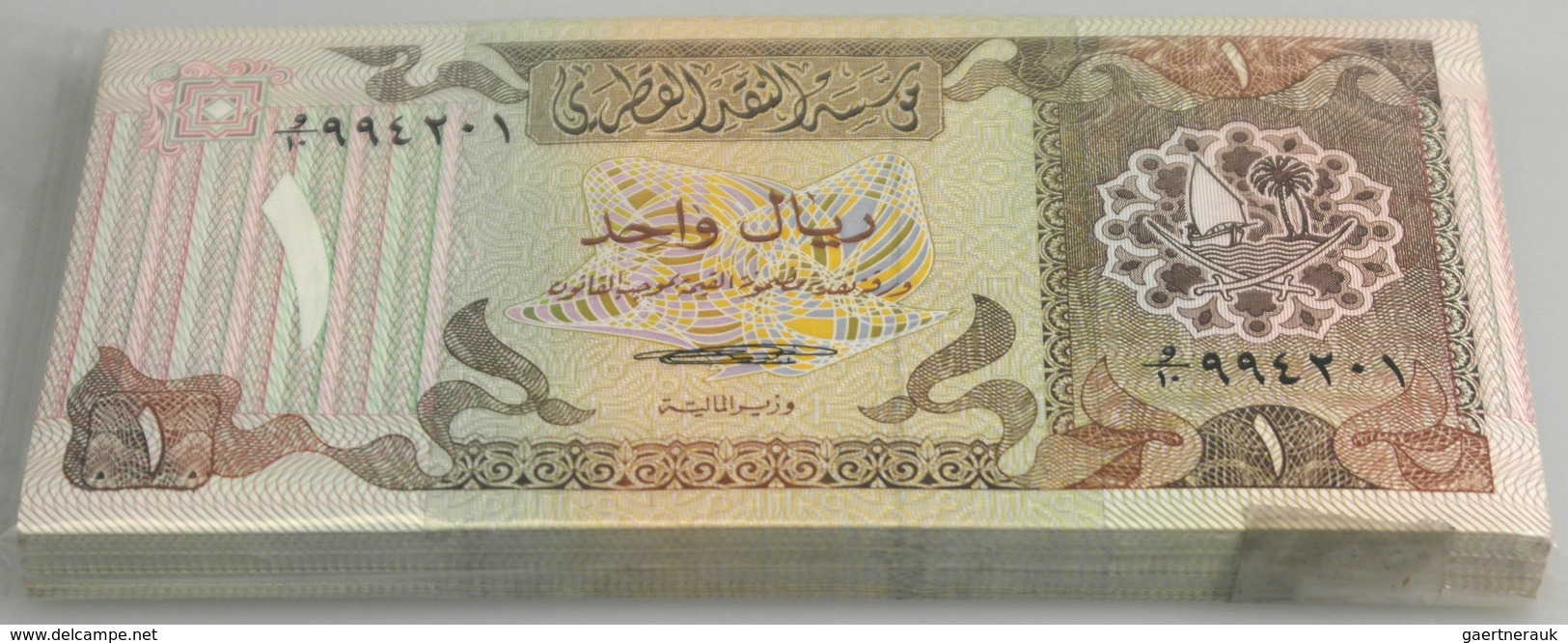 Qatar: Full Bundle Of 100 Pcs 1 Riyal ND P. 7 In UNC. (100 Pcs) - Qatar