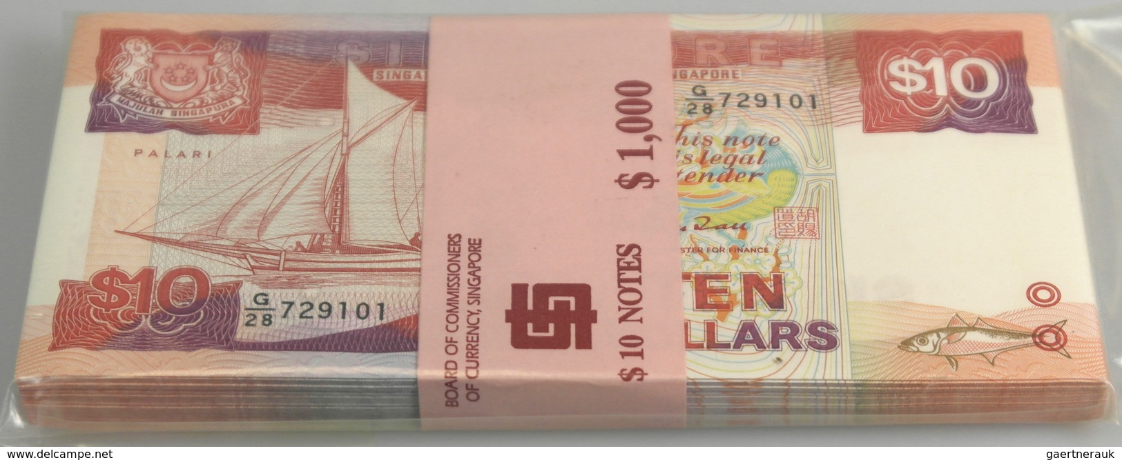Singapore / Singapur: Bundle Of 100 Pcs. 10 Dollars ND(1988), P.20 In UNC (100 Pcs.) - Singapour