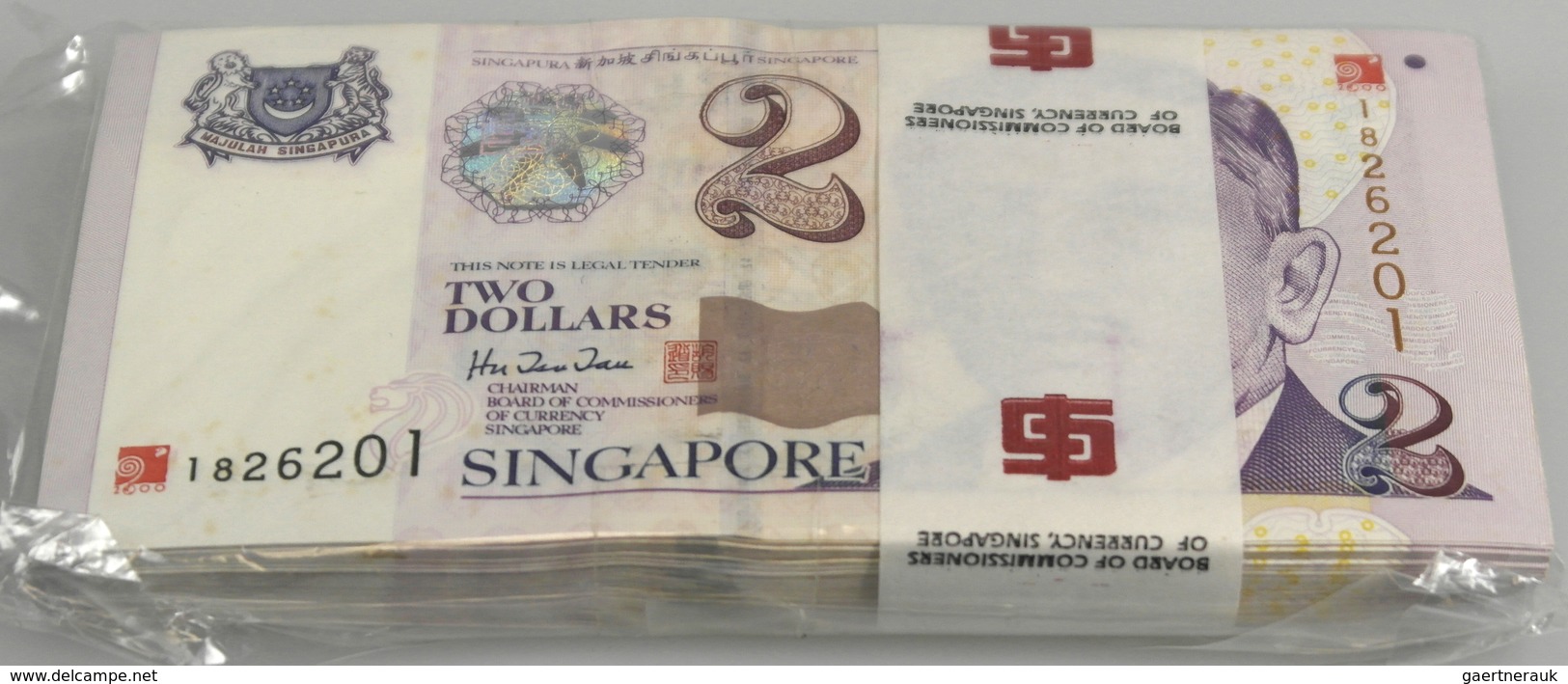 Singapore / Singapur: Origial Bundle Of 100 Pcs 2 Dollars 2000 With Red Prefix. (100 Pcs) - Singapour