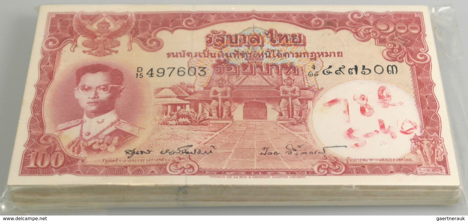 Thailand: Rare Bundle Of 100 Banknotes 100 Baht ND P. 78, All In Condition: UNC. (100 Pcs) - Tailandia