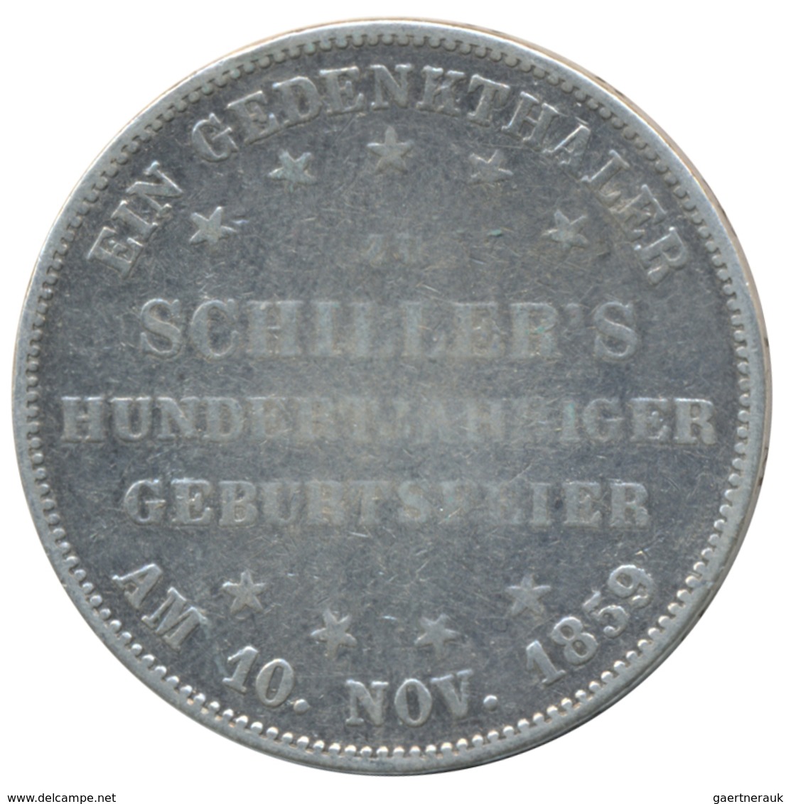 Frankfurt am Main: Lot 5 Stück; Doppeltaler 1866, Vereinstaler 1860 + 1865, Gedenktaler 1859 Schille