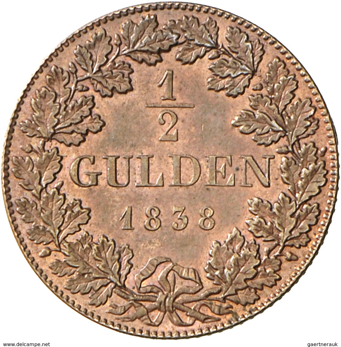 Hessen-Darmstadt: Ludwig II. 1830-1852: Kupferabschlag Vom 1/2 Gulden 1838, Zu AKS 2018,No. 106, Zu - Other & Unclassified