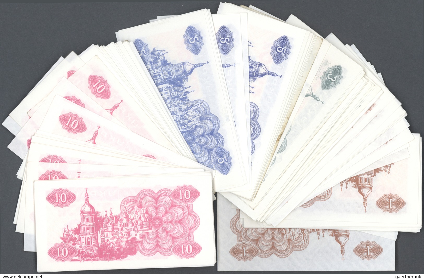 Ukraina / Ukraine: huge set with 337 Banknotes of the Ukrainian National Bank issues 1991 - 1995, co