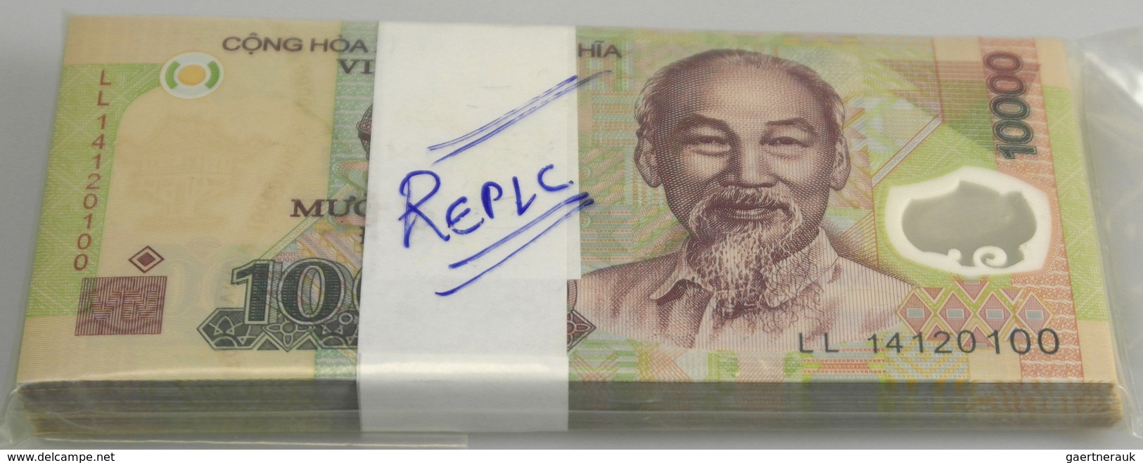 Vietnam: Bundle With 100 Pcs. 10.000 Dong (20)14 Replacement Notes, P.119r With Original Bank Wrap I - Vietnam