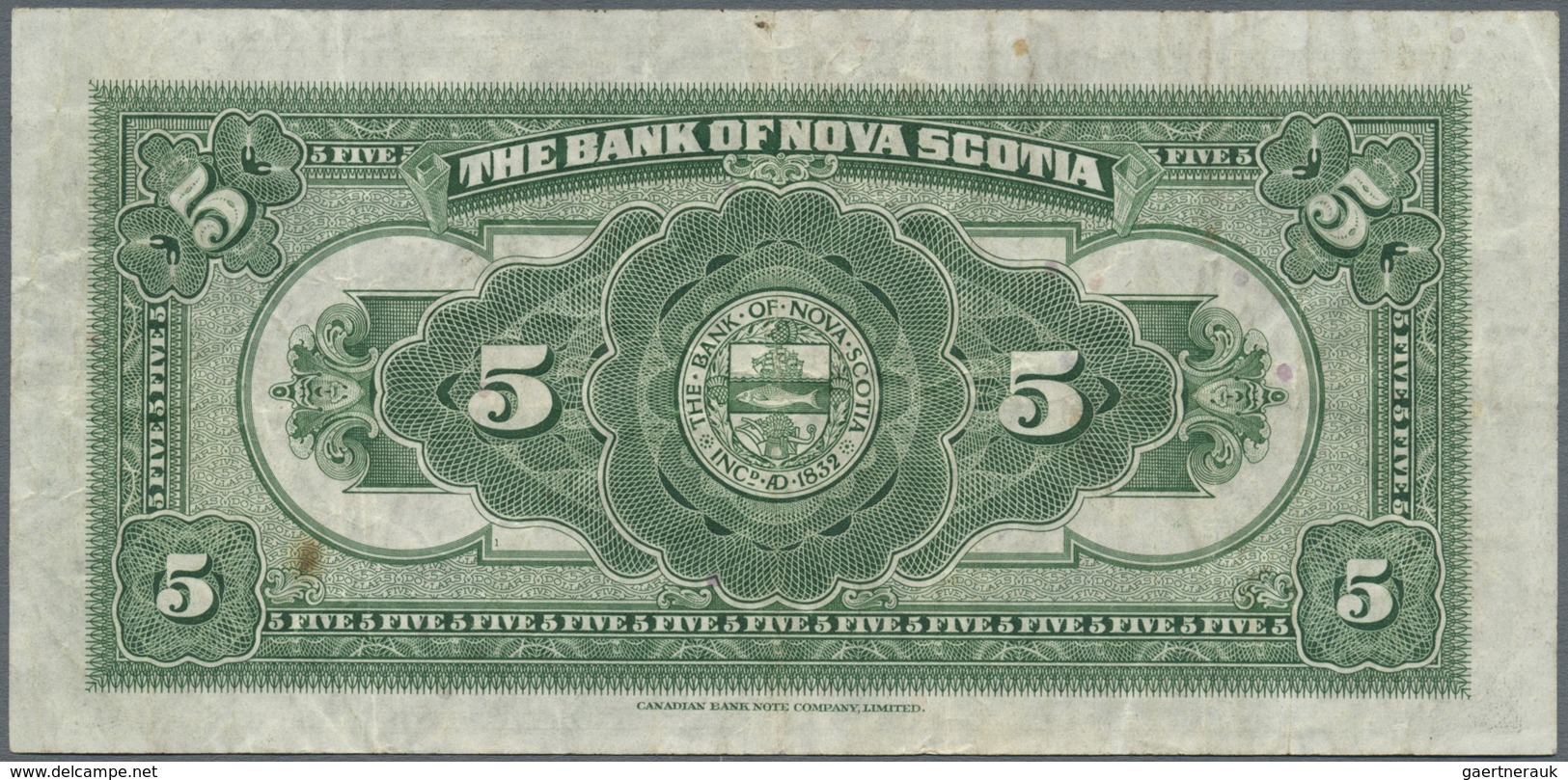 Alle Welt: Very interesting lot with 26 Banknotes comprising CanadaThe Bank of Nova Scotia 5 Dollars
