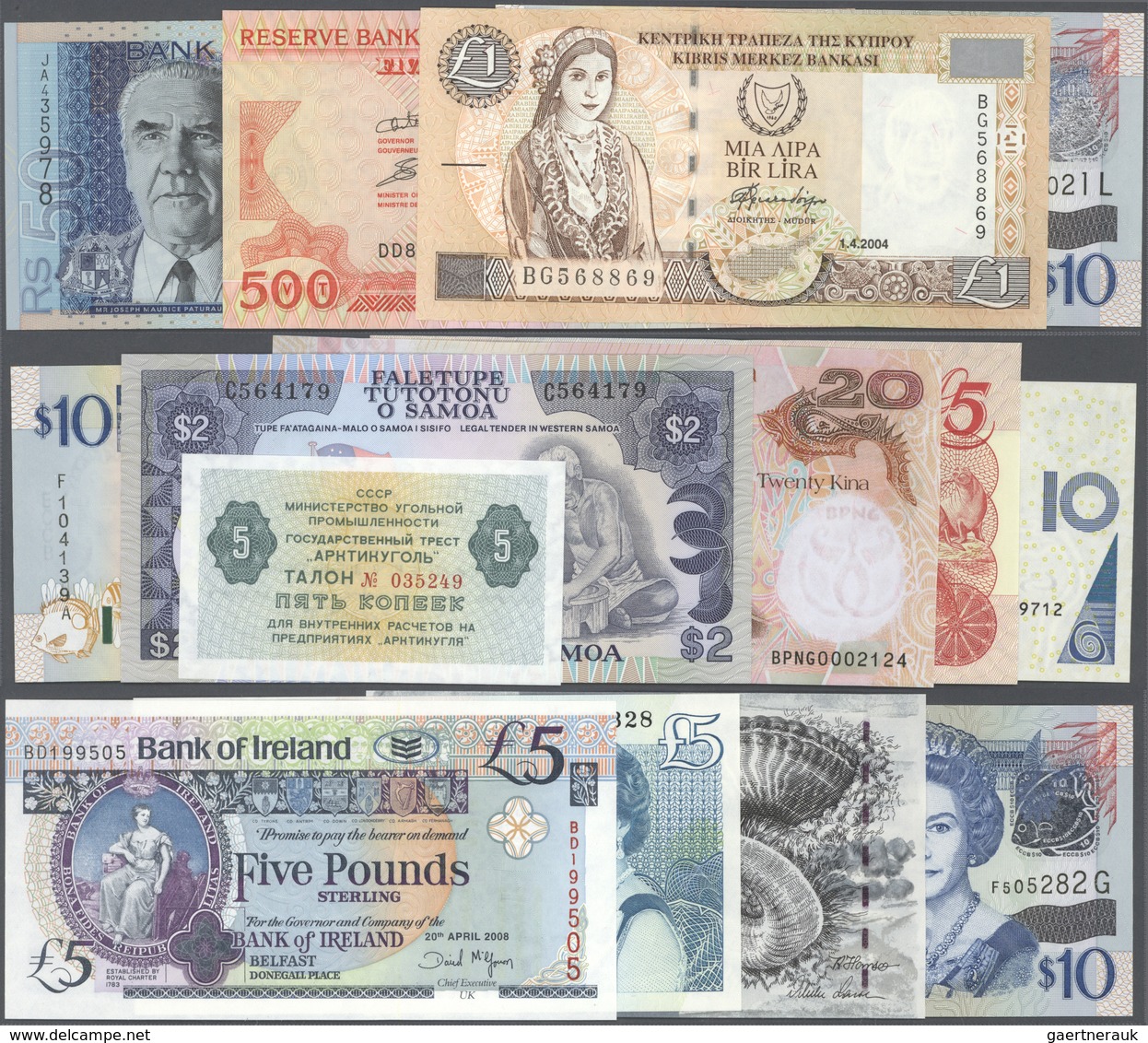 Alle Welt: Collectors Book With 102 Banknotes From Islands Only, For Example Aruba 10 Florin 2008, F - Other & Unclassified