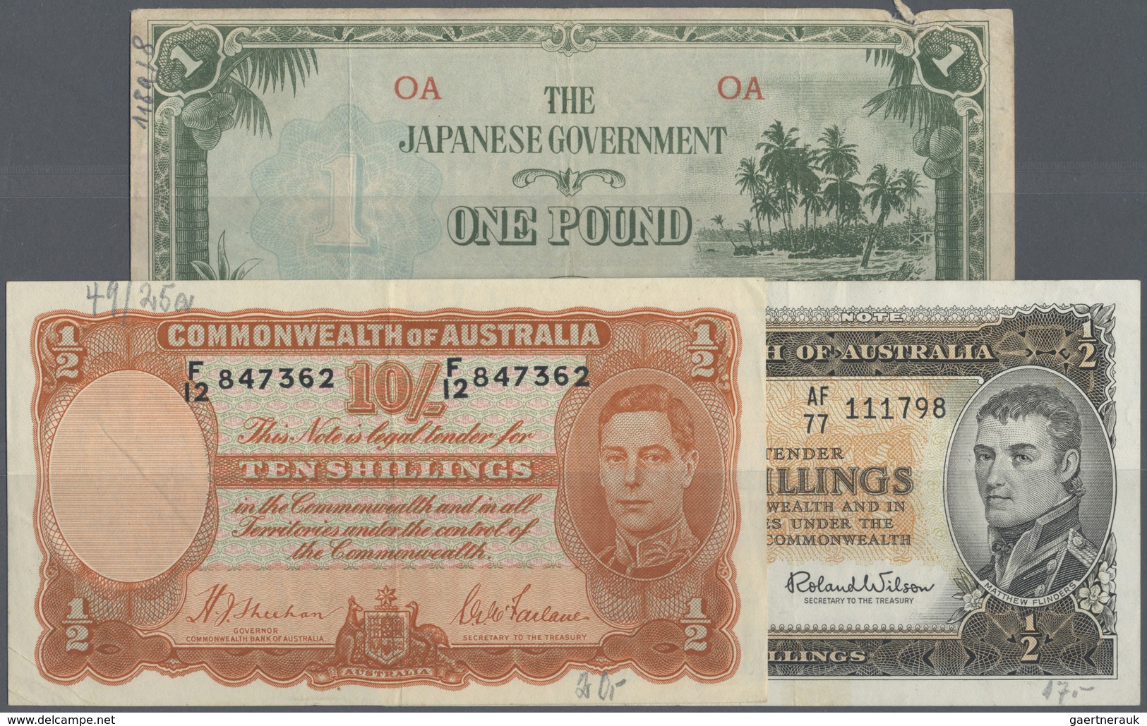 Alle Welt: Very Interesting Set With 8 Banknotes Australia, New Zealand And Oceania Comprising For E - Other & Unclassified