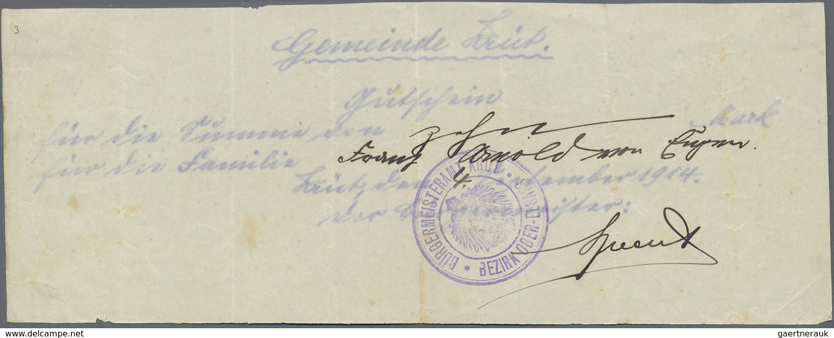 Deutschland - Notgeld - Elsass-Lothringen: Krüt, Oberelsass, Gemeinde, 3 X 10 Mark, 4.9.1914, 26.9.1 - Autres & Non Classés