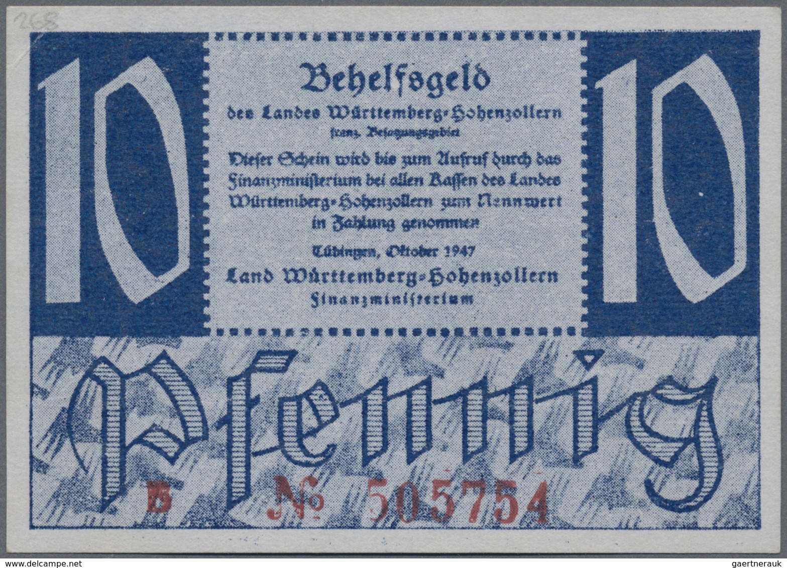 Deutschland - Alliierte Miltärbehörde + Ausgaben 1945-1948: Württemberg-Hohenzollern, Finanzminister - Autres & Non Classés