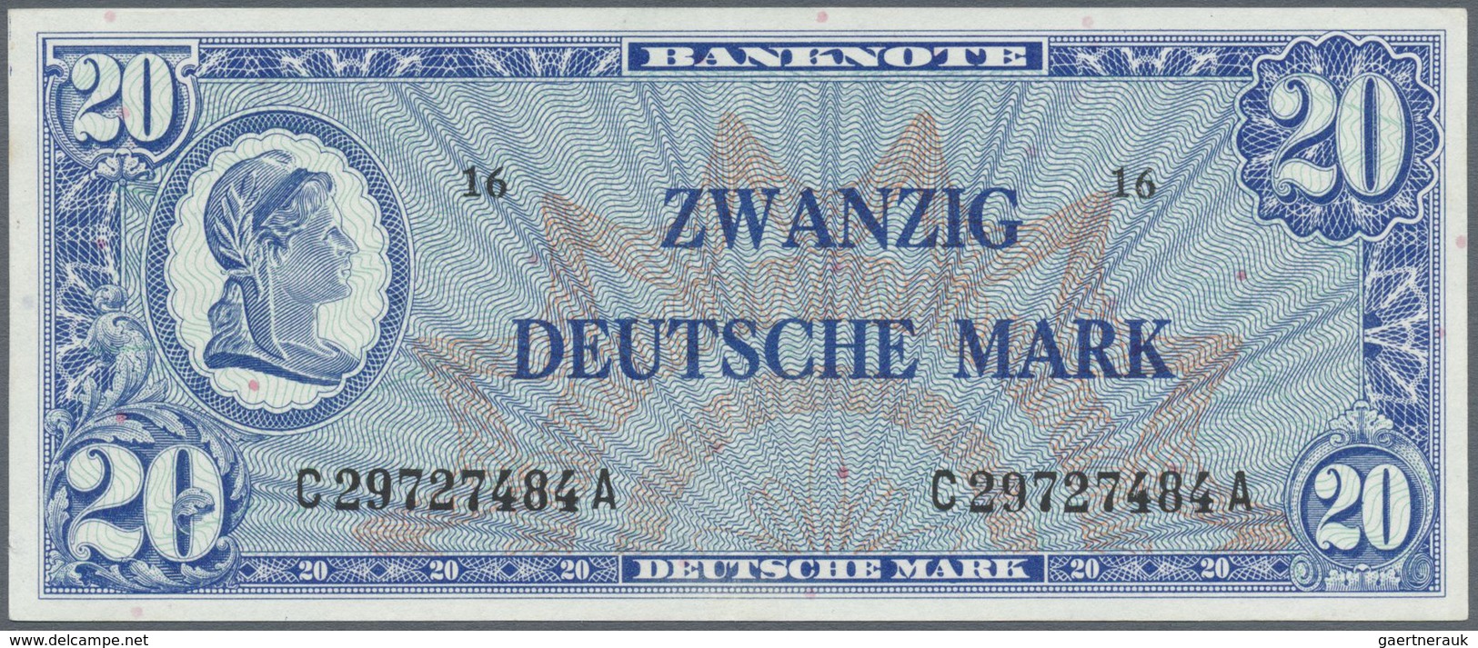 Deutschland - Bank Deutscher Länder + Bundesrepublik Deutschland: 20 DM 1948 LIBERTY, Ro.246a Mit Le - Altri & Non Classificati
