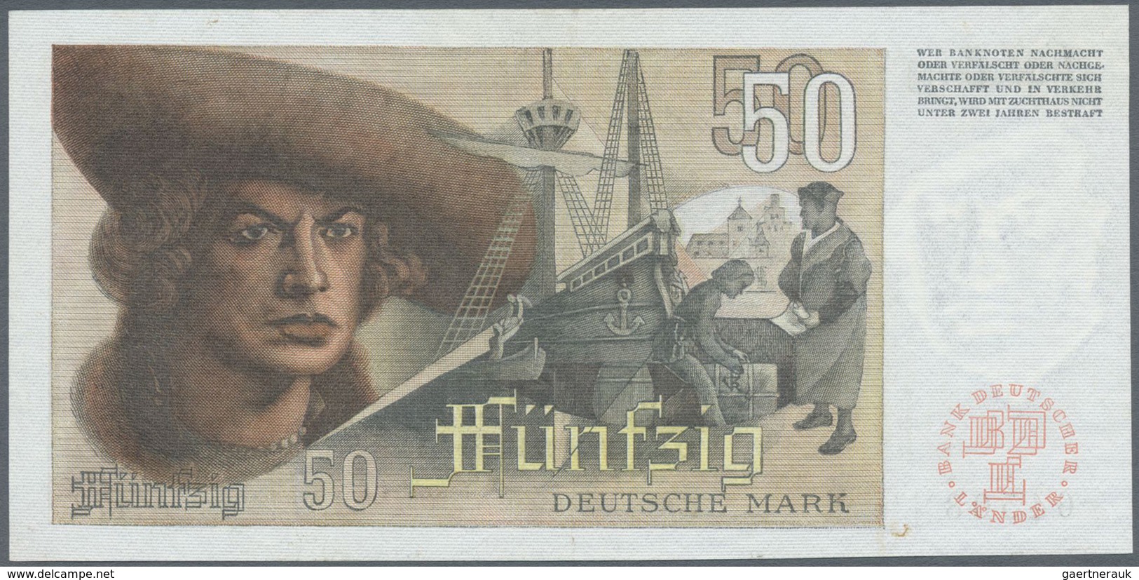 Deutschland - Bank Deutscher Länder + Bundesrepublik Deutschland: 50 DM 1948 Franzosenschein, Ro.254 - Altri & Non Classificati