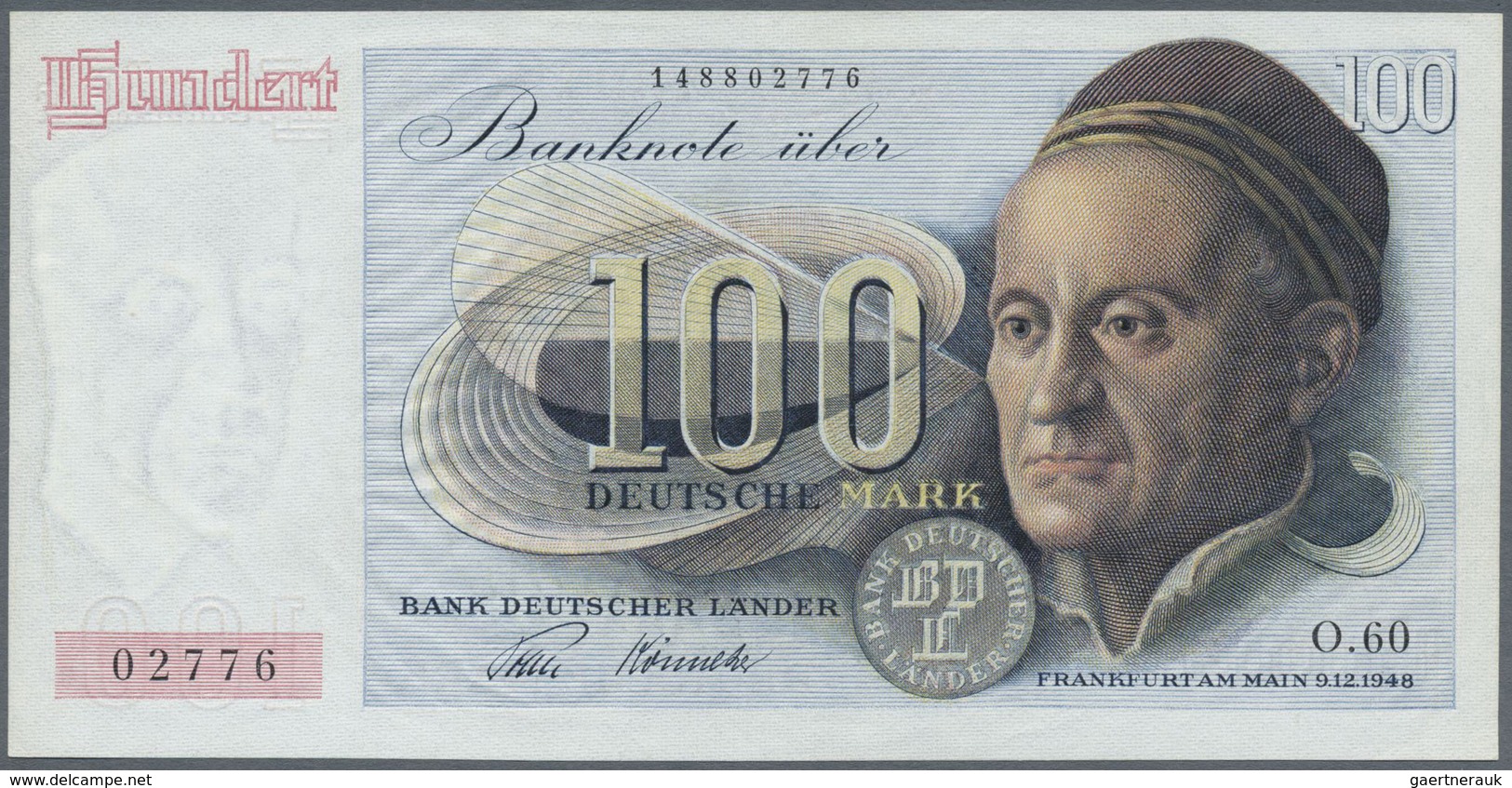 Deutschland - Bank Deutscher Länder + Bundesrepublik Deutschland: 100 DM 1948 Franzosenschein, Ro.25 - Autres & Non Classés