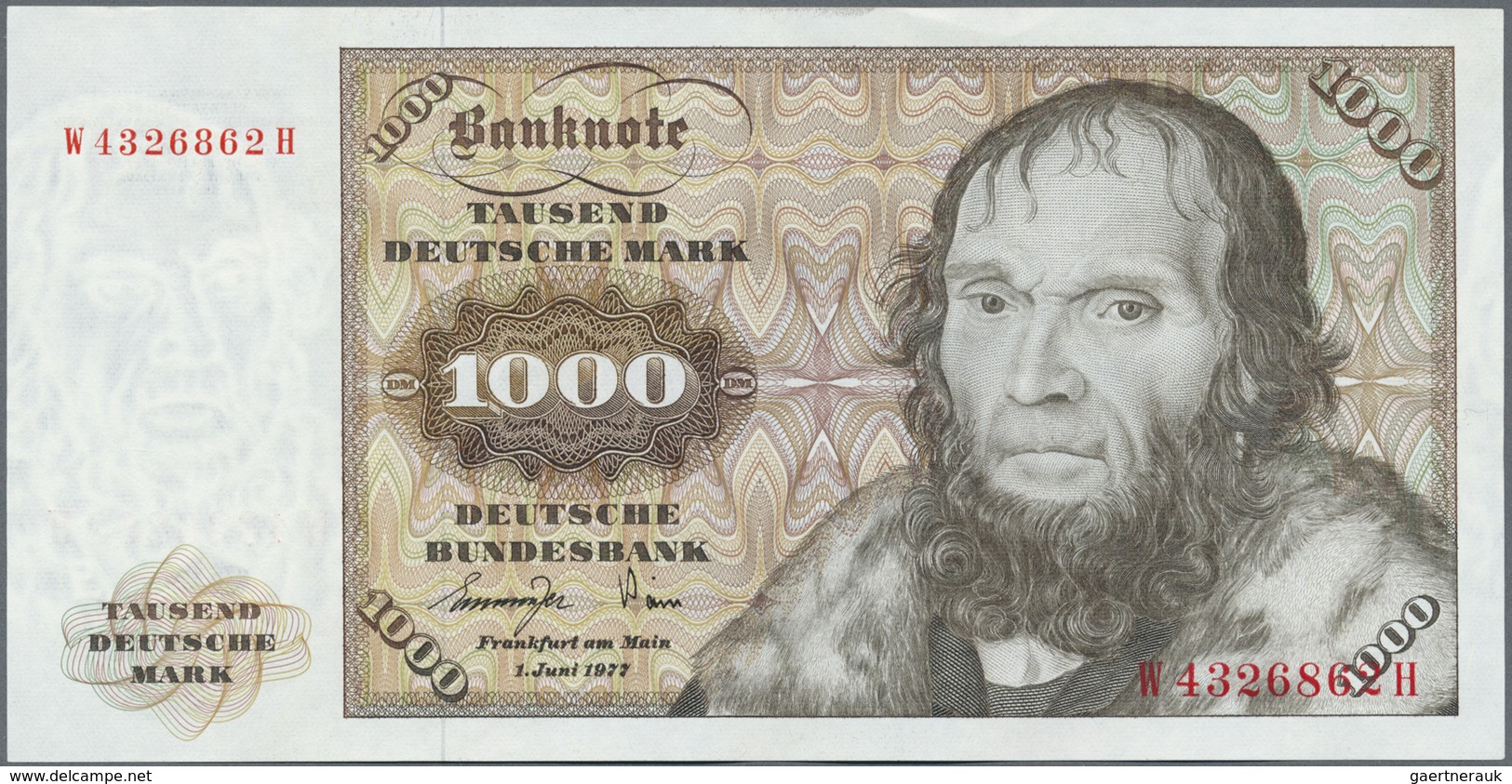 Deutschland - Bank Deutscher Länder + Bundesrepublik Deutschland: 1000 DM 1977, Ro.280a In Kassenfri - Other & Unclassified