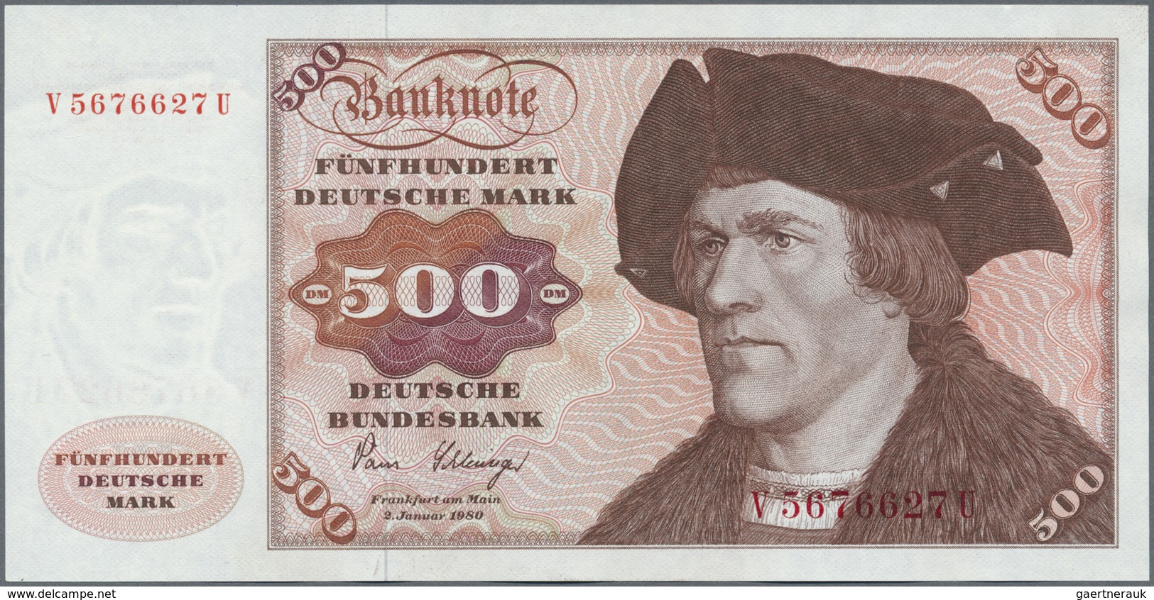 Deutschland - Bank Deutscher Länder + Bundesrepublik Deutschland: 500 DM 1980 Mit Copyright, Ro.290a - Autres & Non Classés