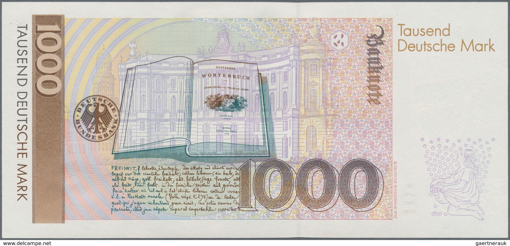 Deutschland - Bank Deutscher Länder + Bundesrepublik Deutschland: 1000 DM 1991, Ro.302a In Kassenfri - Other & Unclassified