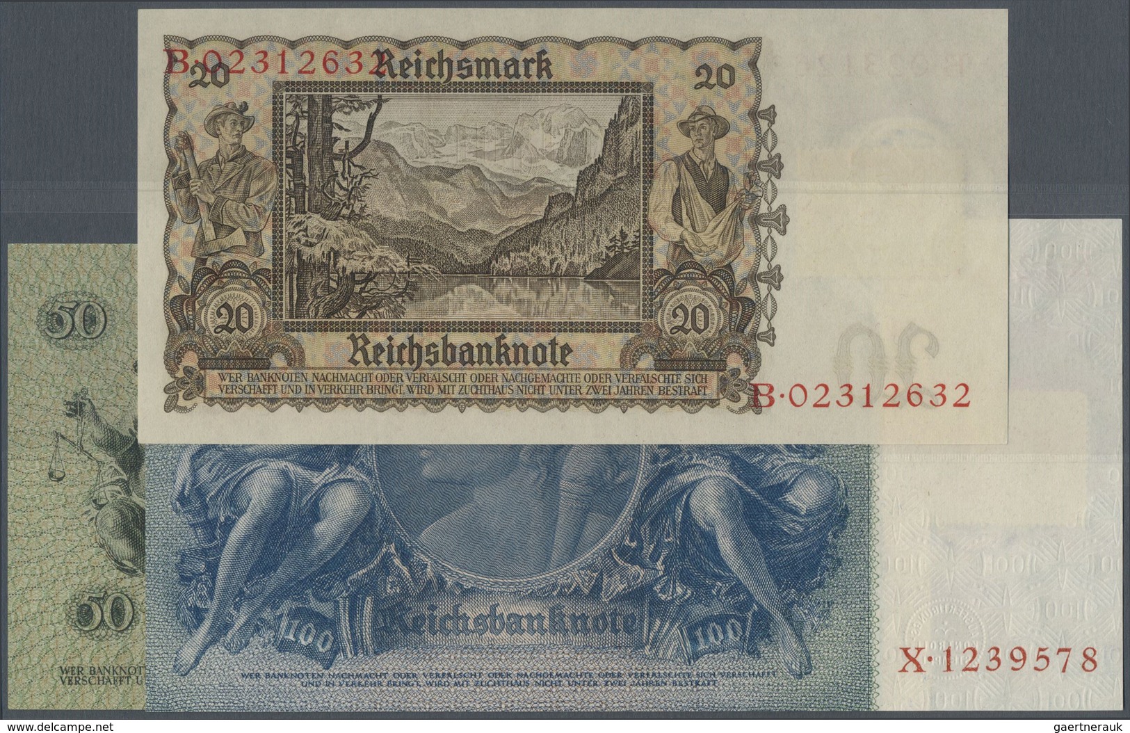 Deutschland - DDR: Satz Kuponausgaben 1948 1 - 100 Mark Inkl. Der 20 Mark Österreicherin Mit Klebema - Other & Unclassified