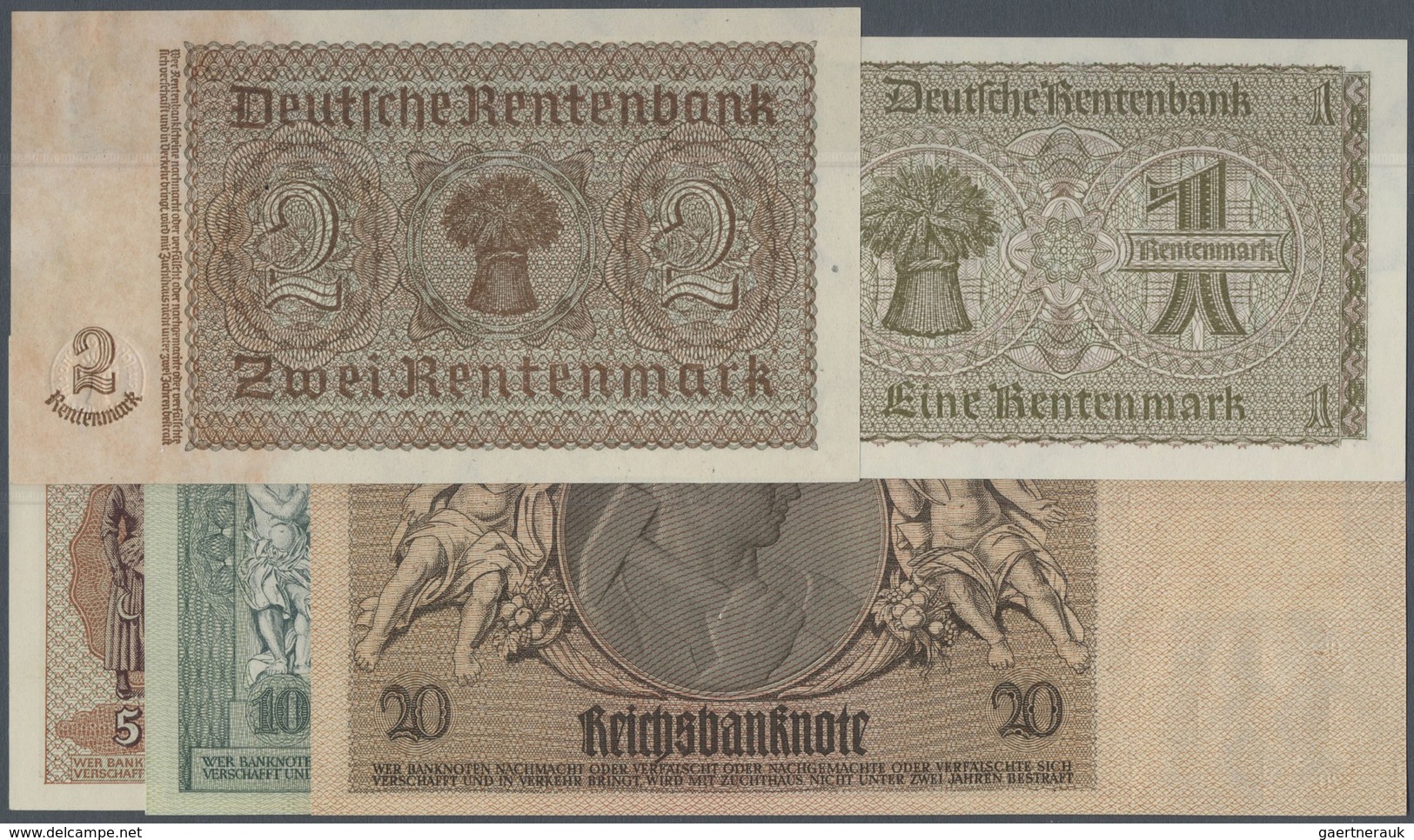Deutschland - DDR: Satz Kuponausgaben 1948 1 - 100 Mark Inkl. Der 20 Mark Österreicherin Mit Klebema - Other & Unclassified