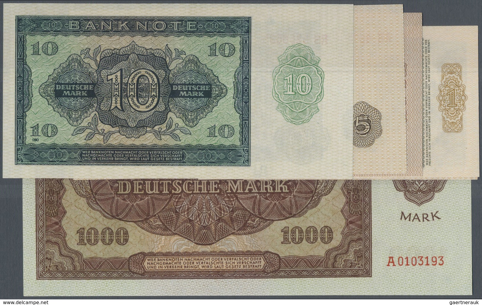 Deutschland - DDR: Banknotensatz 1948 Von 50 Pfennig Bis 1000 Mark, Dabei Auch Der Seltene 100-er Mi - Autres & Non Classés