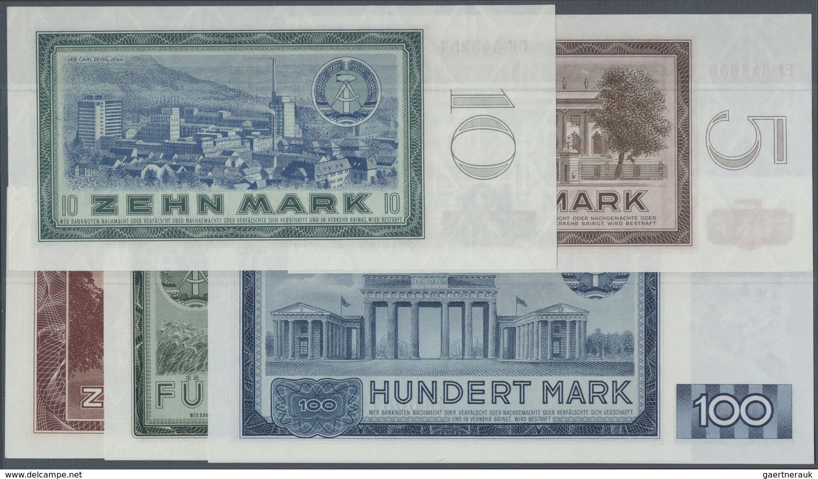 Deutschland - DDR: Banknotensatz 1964 Von 5 Bis 100 Mark, Dabei Die 20, 50 Und 100 Mark Als Ersatzno - Other & Unclassified