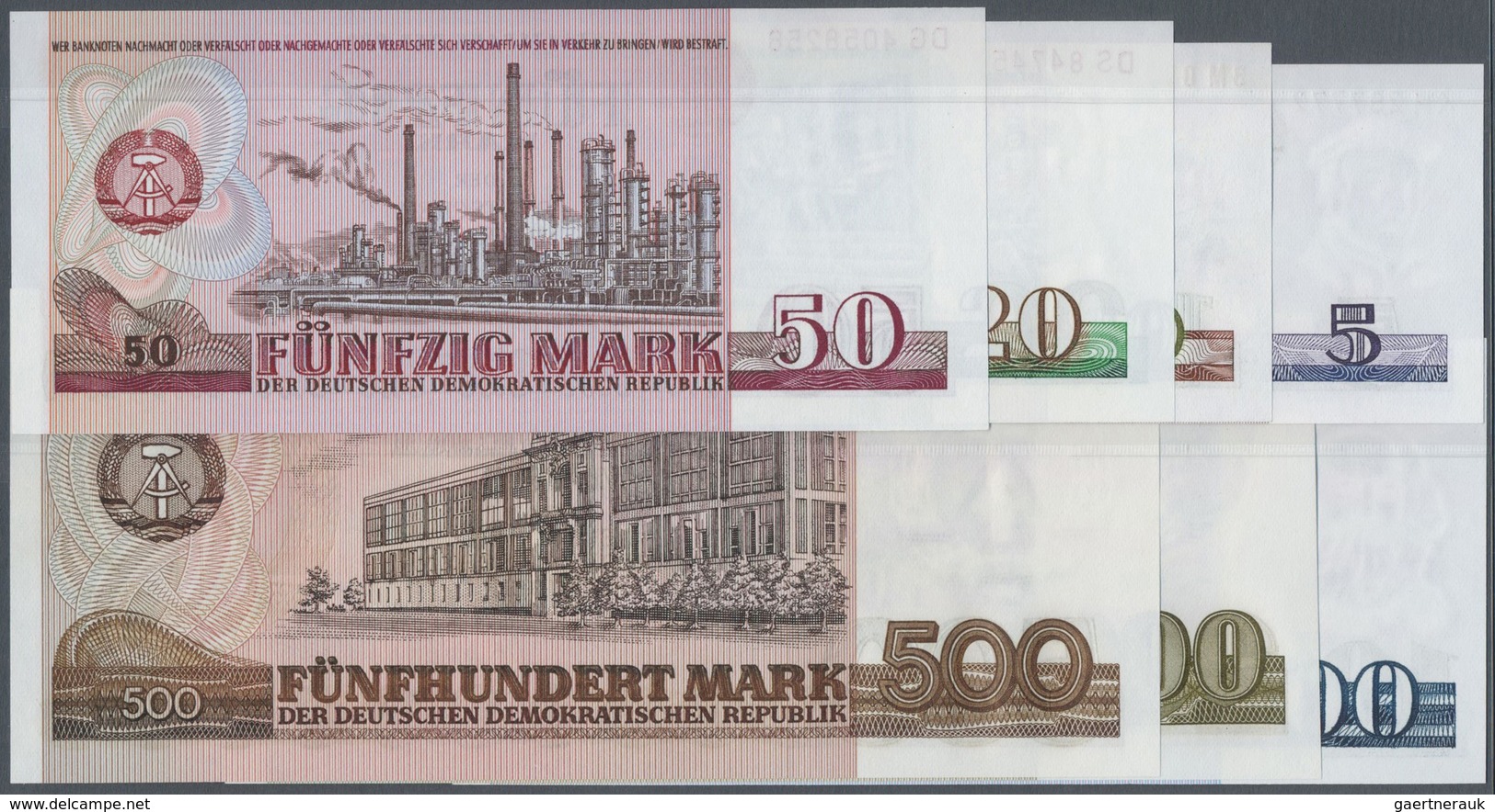 Deutschland - DDR: Banknotensatz 1971/75 Mit Den Beiden Nicht Mehr Verausgabten Noten Zu 200 Und 500 - Altri & Non Classificati