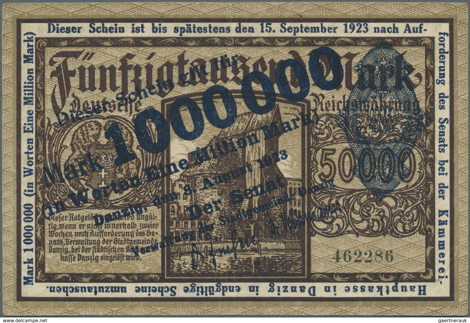 Deutschland - Nebengebiete Deutsches Reich: Danzig, 1 Mio. Mark, 8.8.1923, P. 22, In Normaler Gebrau - Altri & Non Classificati