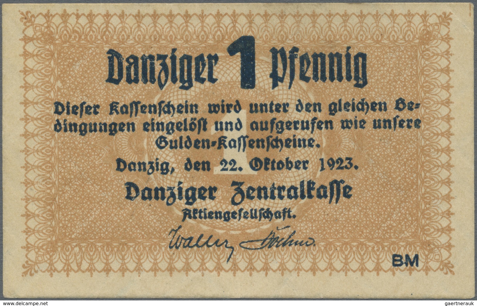 Deutschland - Nebengebiete Deutsches Reich: Danzig, 1 Danziger Pfennig, 22.10.1923, P. 32, Leichter - Autres & Non Classés