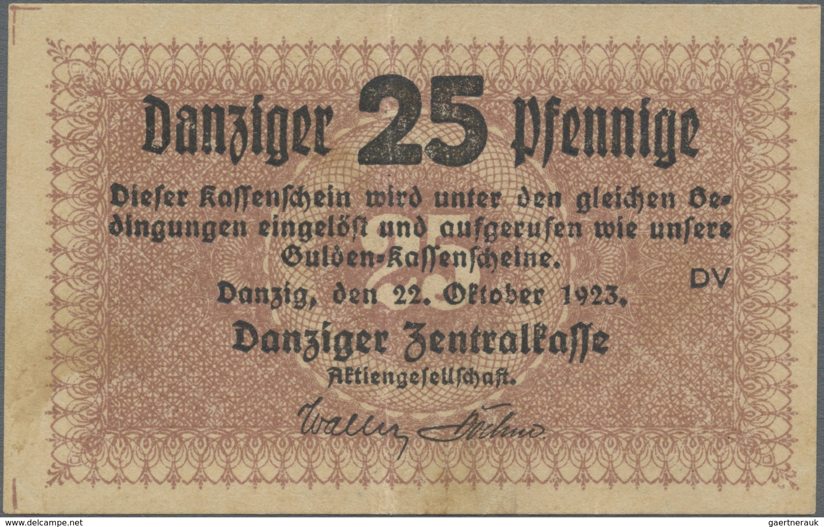 Deutschland - Nebengebiete Deutsches Reich: Danzig, 25 Danziger Pfennige, 22.10.1923, P. 36, Mittelf - Autres & Non Classés