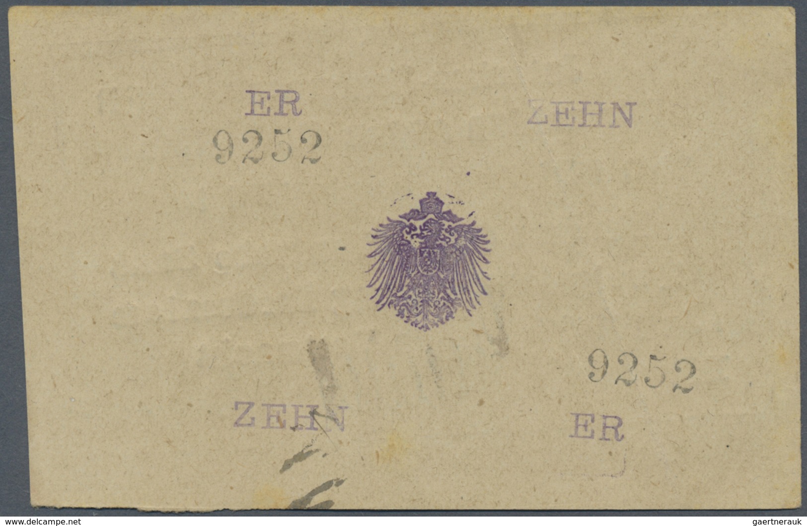 Deutschland - Kolonien: Deutsch-Ostafrikanische Bank, 10 Rupien 1917 Interimsnote, Ro.938, Pick 43, - Altri & Non Classificati