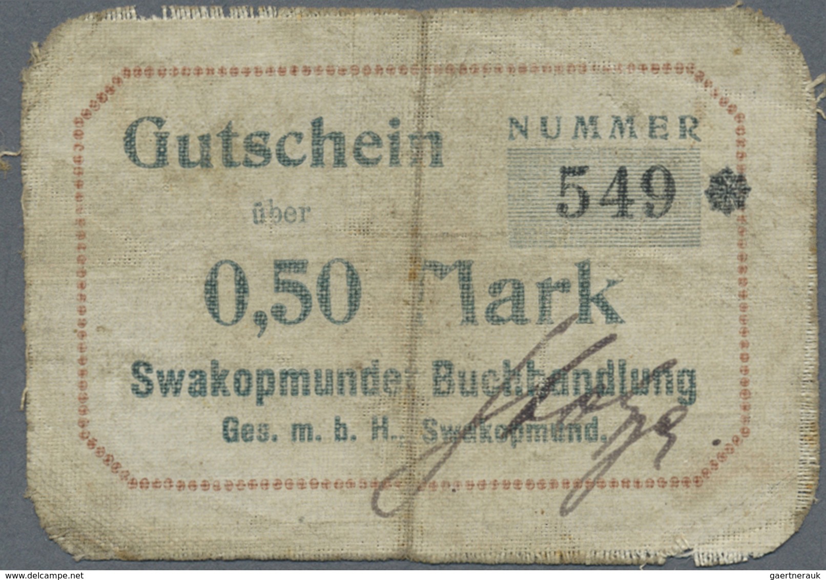 Deutschland - Kolonien: 0,50 Mark O.D.(1916-18), Ro.954c Stärker Gebraucht Mit Flecken Und Kleinen E - Altri & Non Classificati