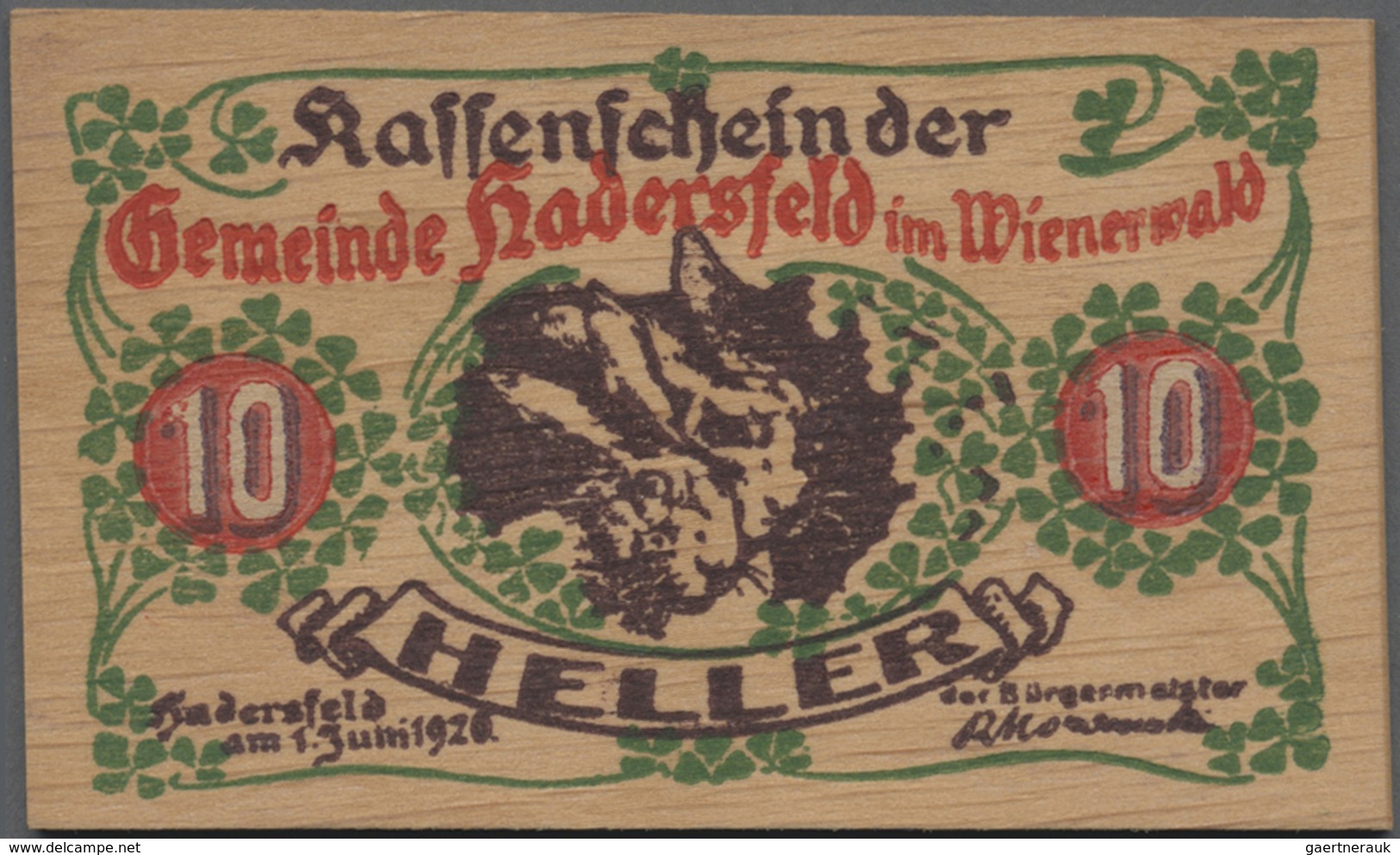 Deutschland - Notgeld Besonderer Art: Hadersfeld Im Wienerwald (Österreich), Gemeinde, 10, 20, 50 He - Other & Unclassified