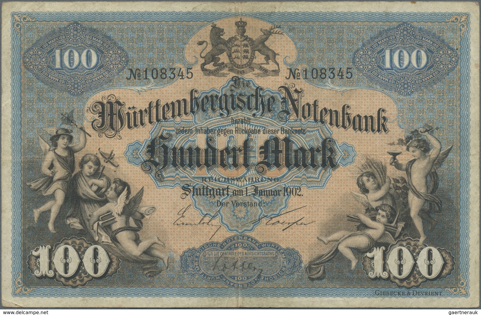 Deutschland - Länderscheine: Württemberg, Württembergische Notenbank, 100 Mark, 1.1.1902, 9 Scheine - Autres & Non Classés