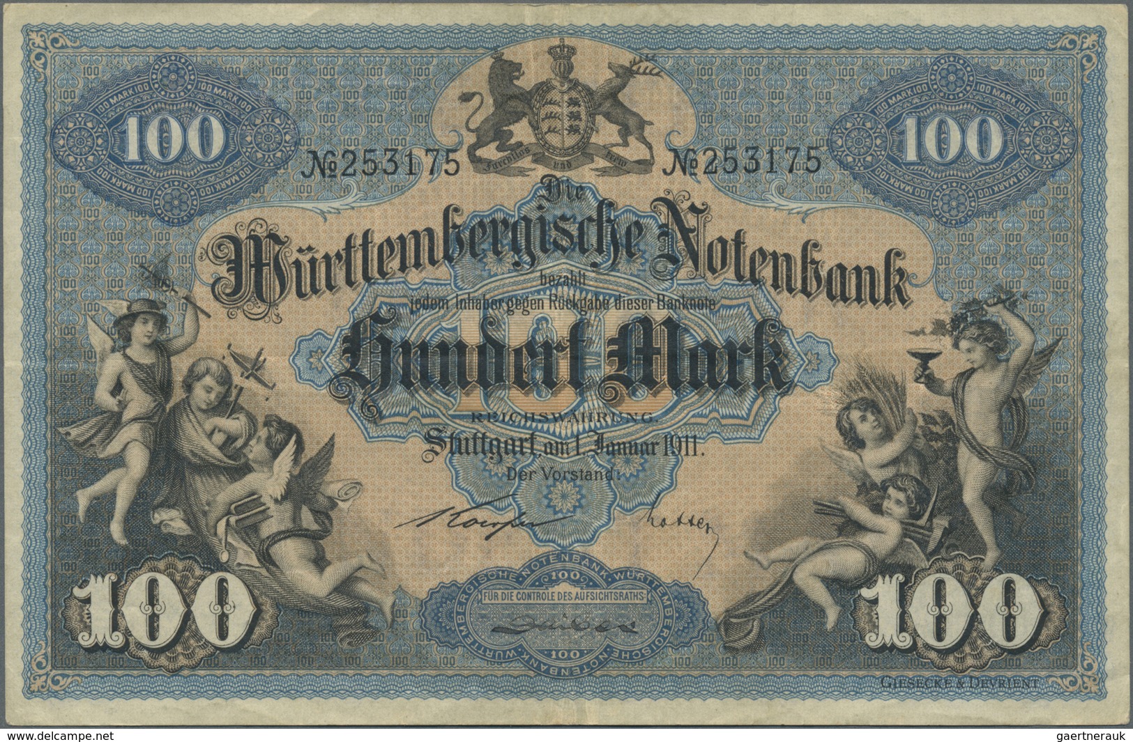 Deutschland - Länderscheine: Württemberg, Württembergische Notenbank, 100 Mark, 1.1.1902, 9 Scheine - Autres & Non Classés