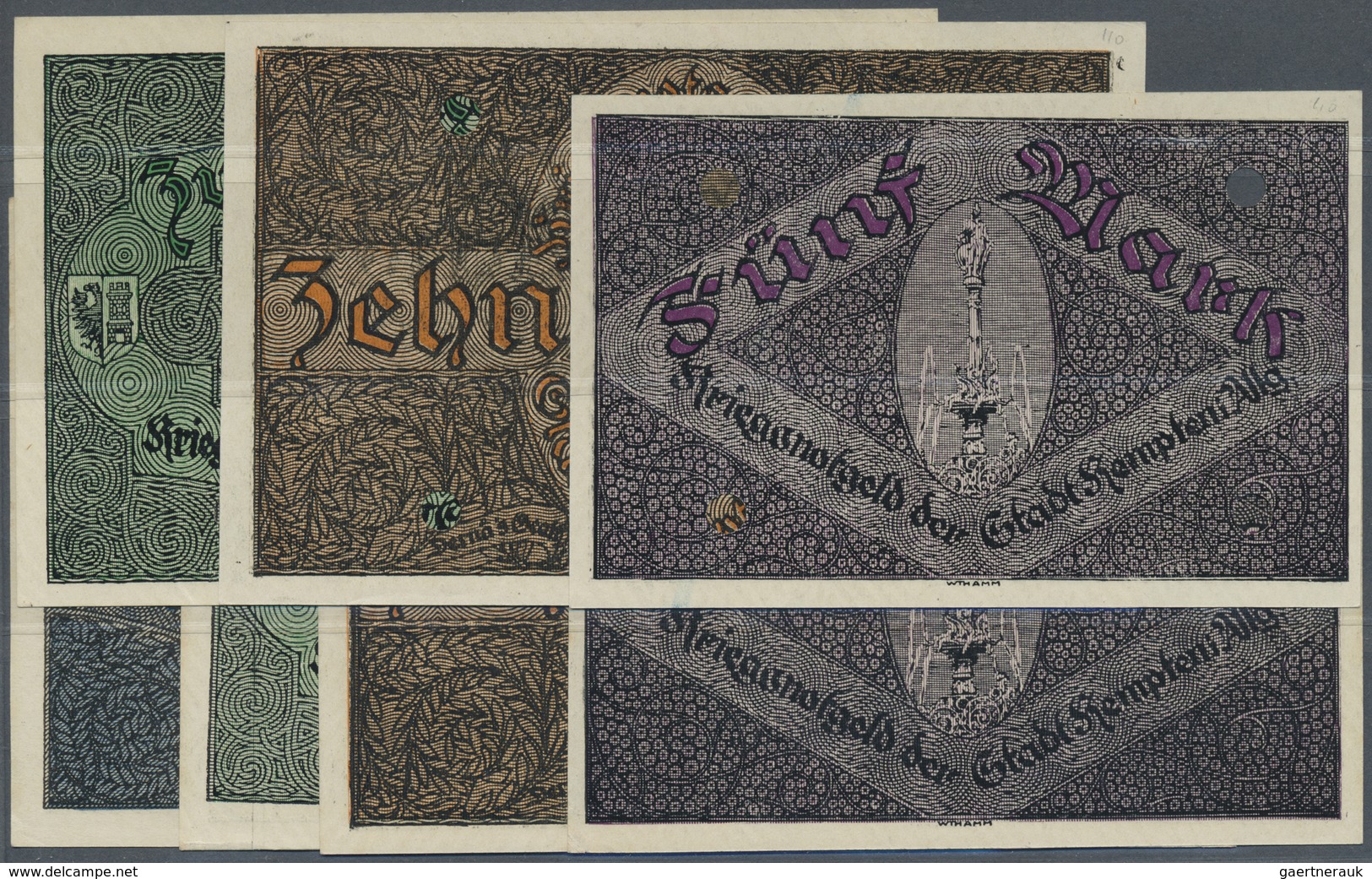 Deutschland - Notgeld - Bayern: Kempten, Stadt, 5, 10, 20, 50 Mark, 2.11.1918, Ohne Rote Verfallzeil - [11] Local Banknote Issues