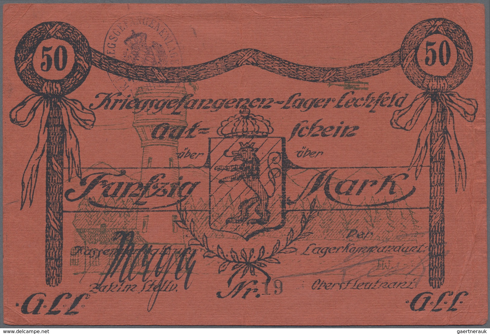 Deutschland - Notgeld - Bayern: Lechfeld, Kriegsgefangenenlager, 10, 20, 50 Mark, O. D., Karton Mit - [11] Local Banknote Issues