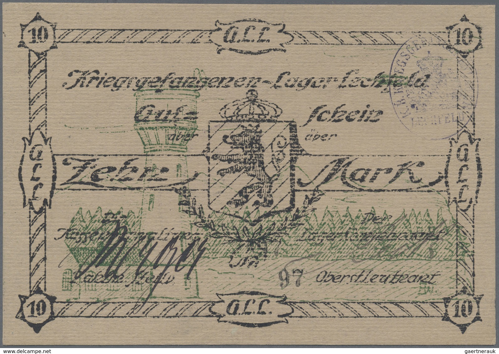 Deutschland - Notgeld - Bayern: Lechfeld, Kriegsgefangenenlager, 10, 20, 50 Mark, O. D., Karton Mit - [11] Local Banknote Issues
