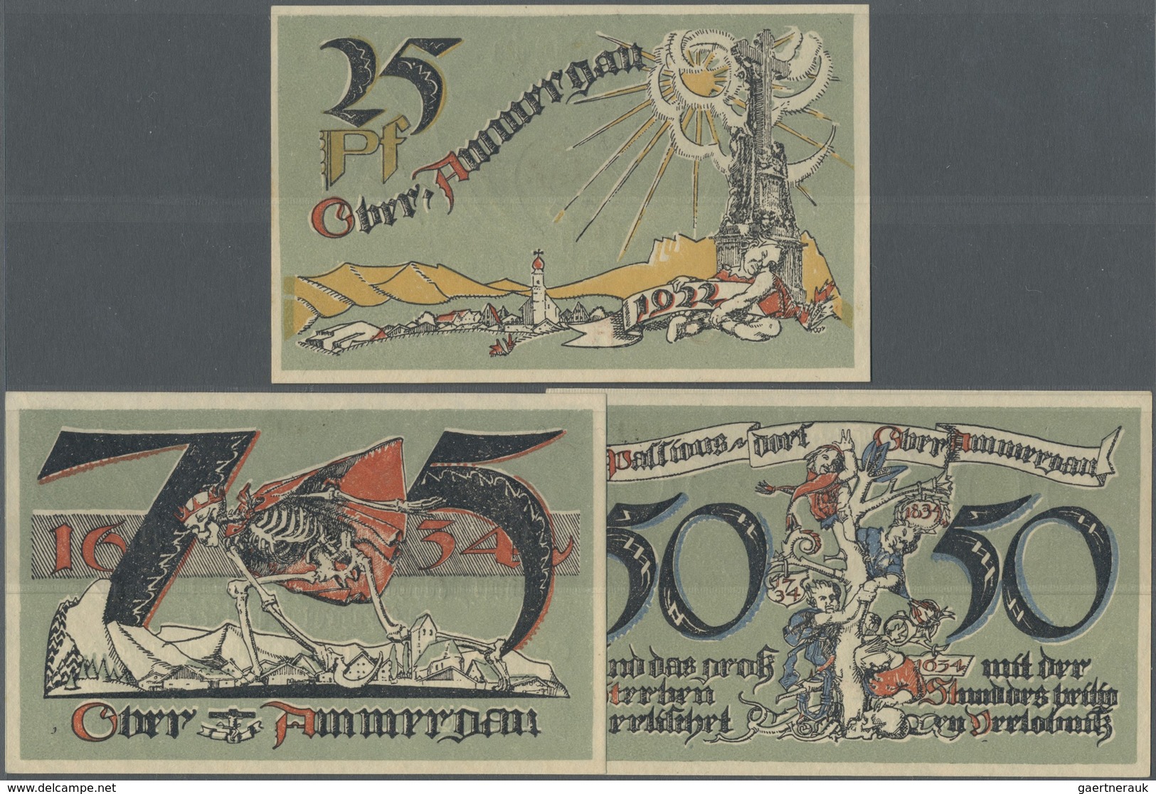 Deutschland - Notgeld - Bayern: Oberammergau, Gemeinde, 25, 50, 75 Pf., 1.7.1921, Büttenpapier, Mit - [11] Local Banknote Issues