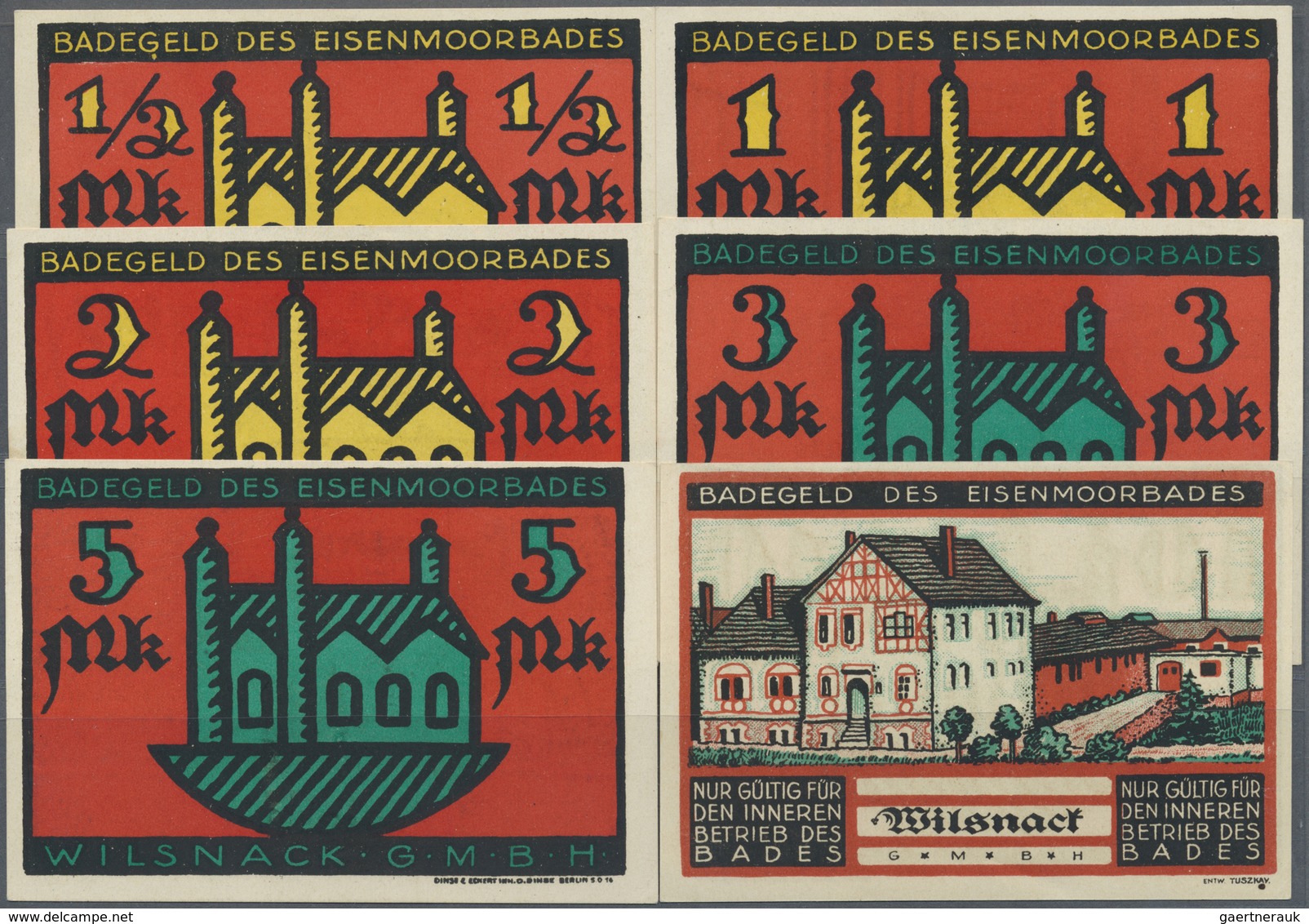 Deutschland - Notgeld - Berlin Und Brandenburg: Wilsnack, Eisenmoorbad Wilsnack GmbH, 1/2, 1, 2, 3, - [11] Local Banknote Issues