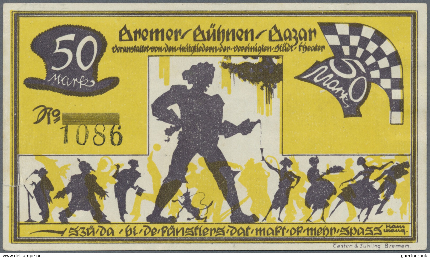 Deutschland - Notgeld - Bremen: Bremen, Bremer Bühnen Bazar, 50 Mark, 15.-16.2.1922, Mit Raster Und - [11] Emissions Locales