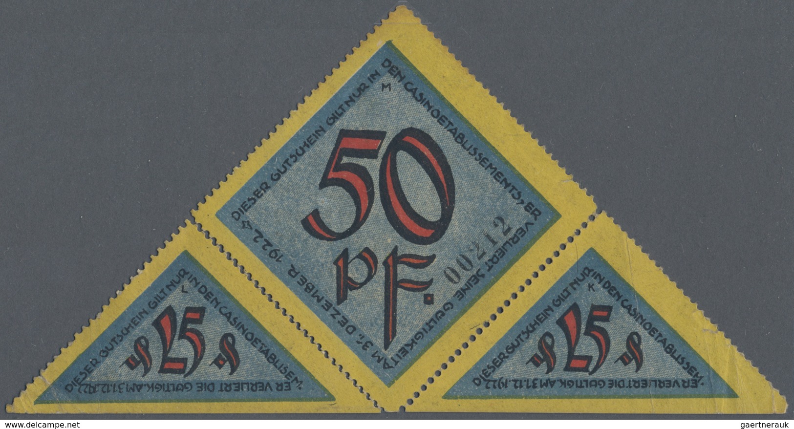 Deutschland - Notgeld - Bremen: Bremen, Casino, 4 X 25 Pf., 2 X 50 Pf., O. D. - 31.12.1922, Ein Voll - [11] Emissioni Locali