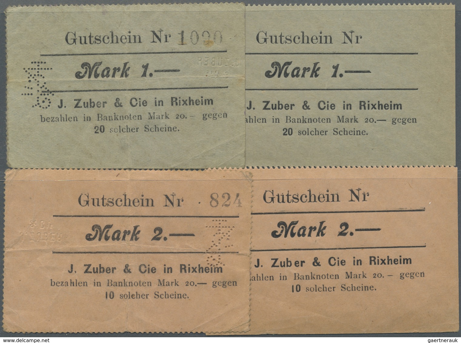 Deutschland - Notgeld - Elsass-Lothringen: Rixheim, Oberelsass, J. Zuber & Cie., 1 Mark, O. D., Mit - Other & Unclassified