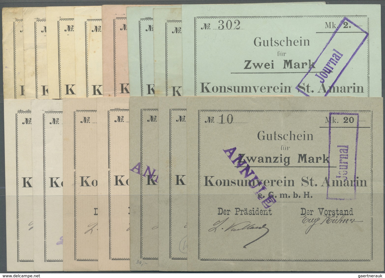 Deutschland - Notgeld - Elsass-Lothringen: St. Amarin, Oberelsass, Konsumverein, 50 Pf. (4), 1, 2 (3 - Other & Unclassified