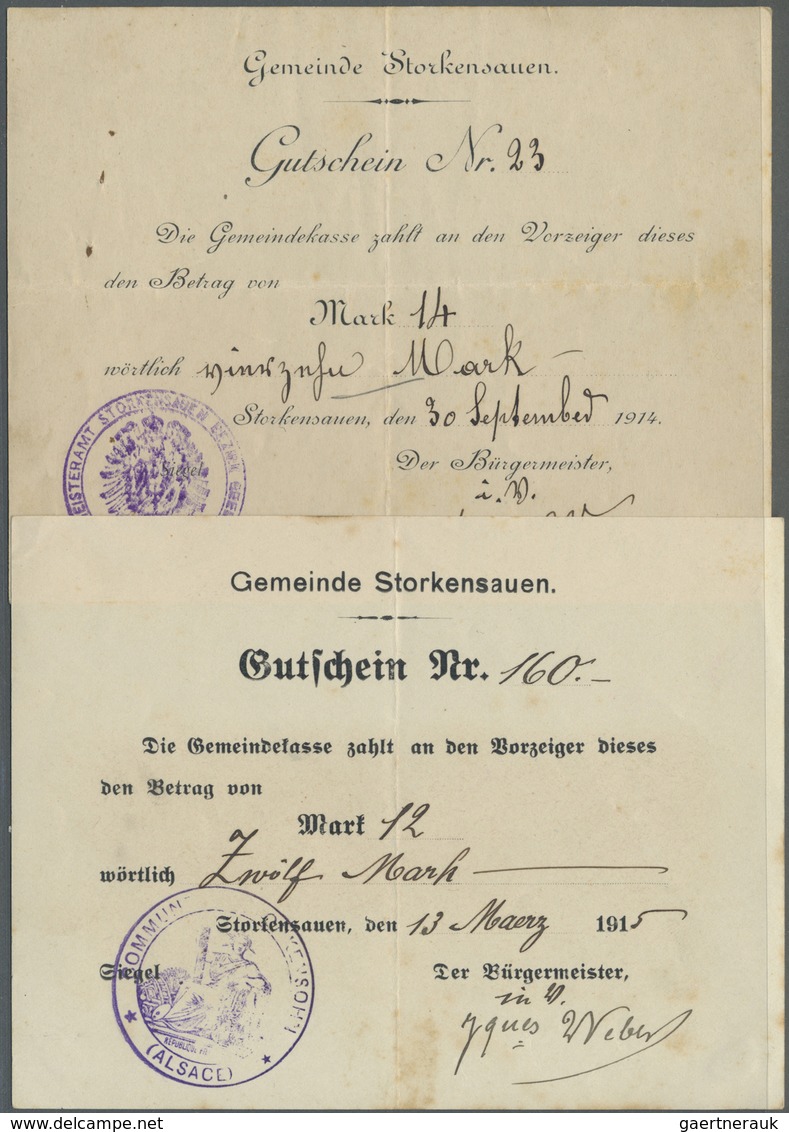 Deutschland - Notgeld - Elsass-Lothringen: Storkensauen, Oberelsass, Gemeinde, 14 Mark, 30.9.1914, " - Other & Unclassified