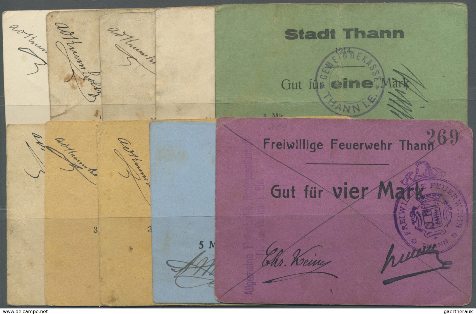 Deutschland - Notgeld - Elsass-Lothringen: Thann, Oberelsass, Stadt, 50 Pf., 2.8.1914 (3, 2 X Unentw - Other & Unclassified
