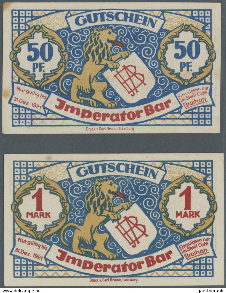 Deutschland - Notgeld - Hamburg: Hamburg, Imperator-Bar, 50 Pf., 1 Mark, O. D. - 31.12.1921, Erh. II - [11] Emissioni Locali