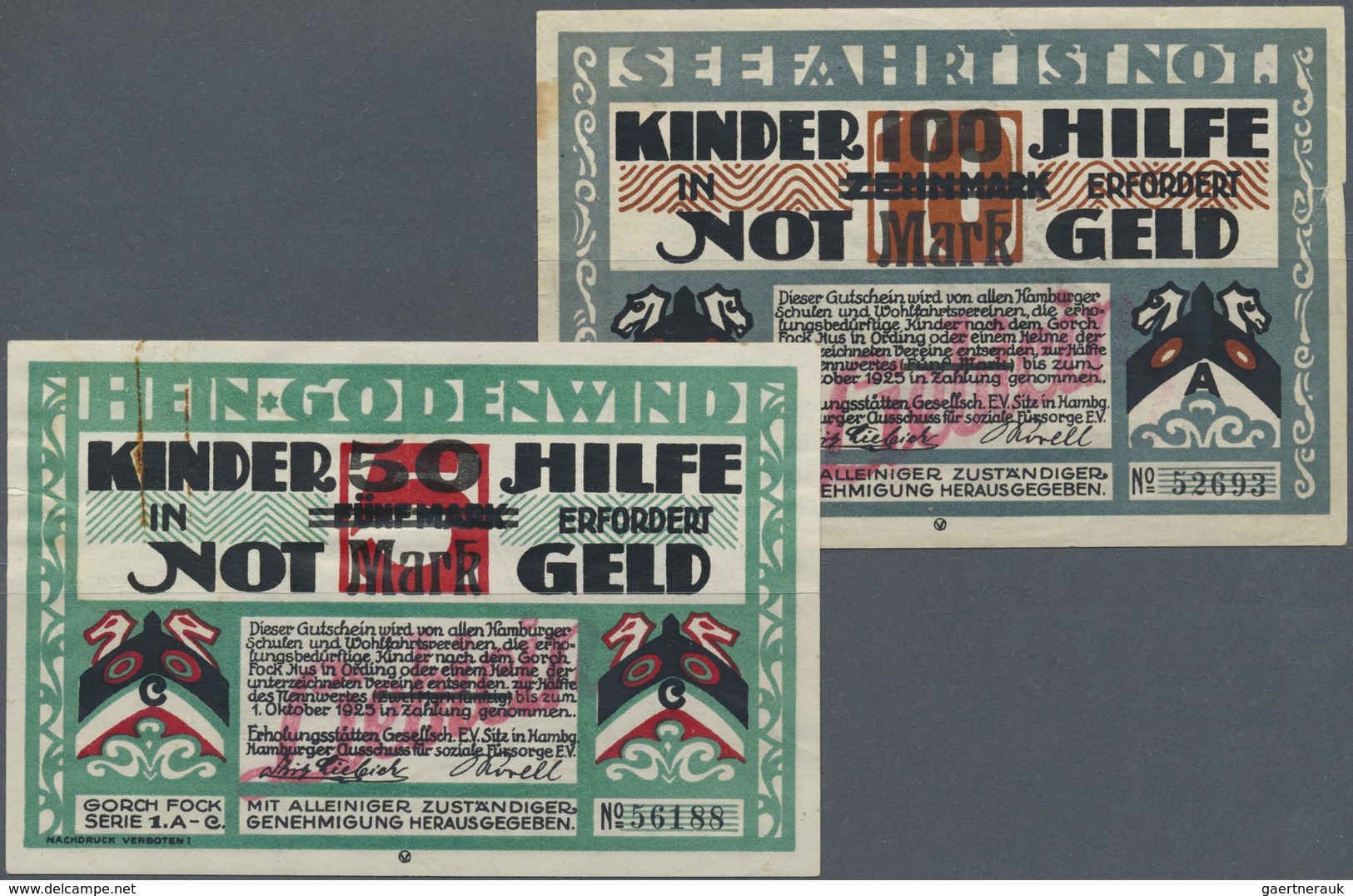 Deutschland - Notgeld - Hamburg: Hamburg, "Liebicin", 50, 100 Mark, O. D. - 31.10.1925, Aufdrucke Au - [11] Local Banknote Issues