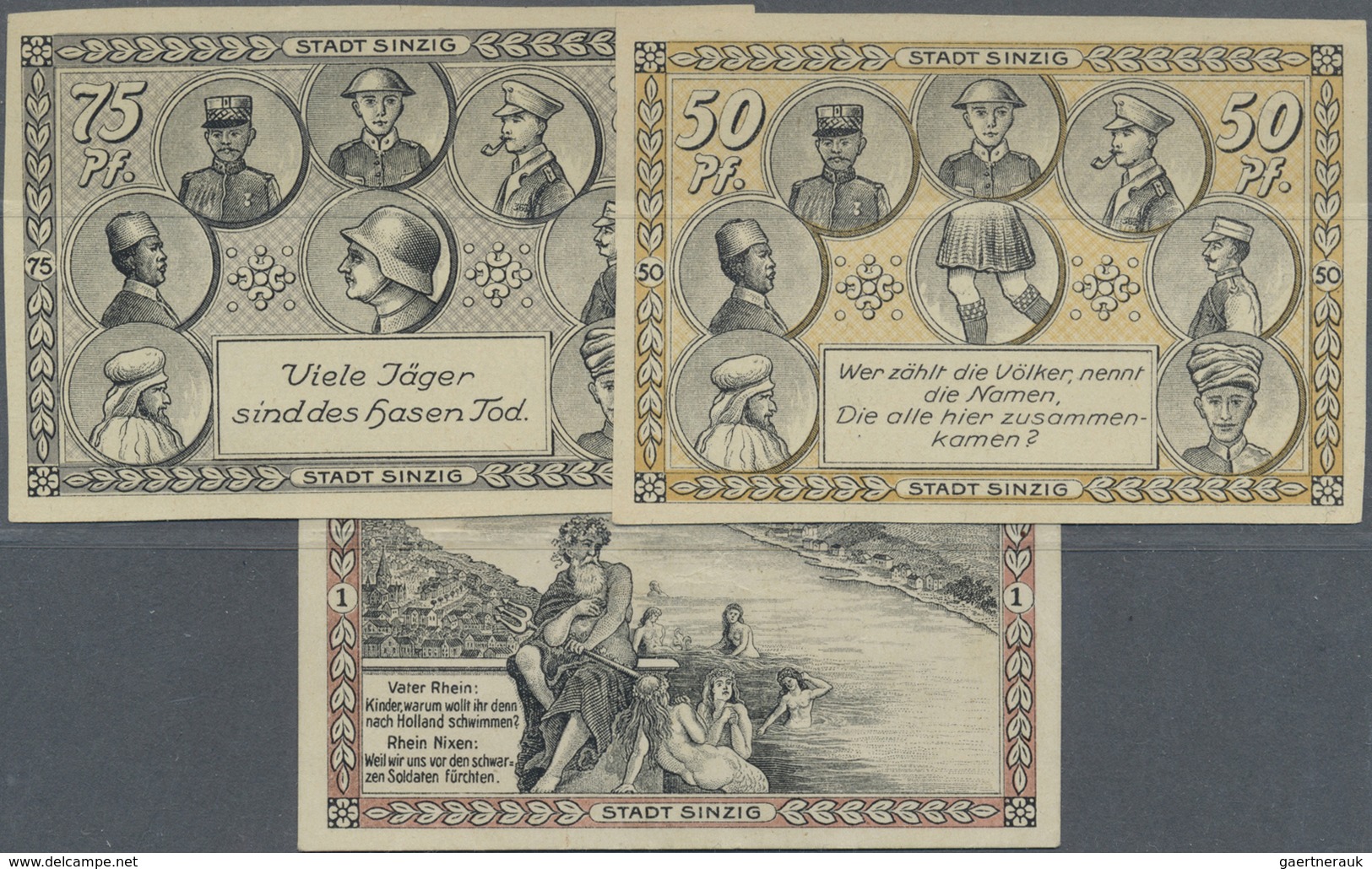 Deutschland - Notgeld - Rheinland: Sinzig, Stadt, 50, 75 Pf., 1 Mark, 1.8.1921, Erh. II, Total 3 Sch - [11] Emissions Locales