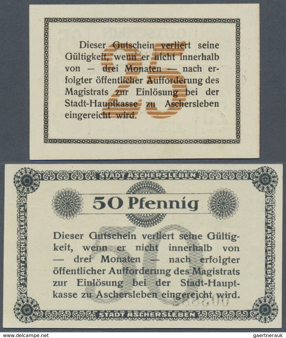 Deutschland - Notgeld - Sachsen-Anhalt: Aschersleben, Stadt, 25, 50 Pf., 14.4.1917, Beide Scheine Mi - [11] Local Banknote Issues