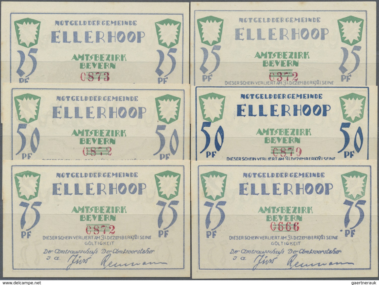 Deutschland - Notgeld - Schleswig-Holstein: Ellerhoop, Gemeinde, Je 2 X 25, 50, 75 Pf., O. D. - 31.1 - [11] Local Banknote Issues